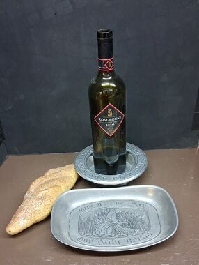 Vintage Wilton Pewter "Give Us This Day Our Daily Bread & Wine pewter trays‎
